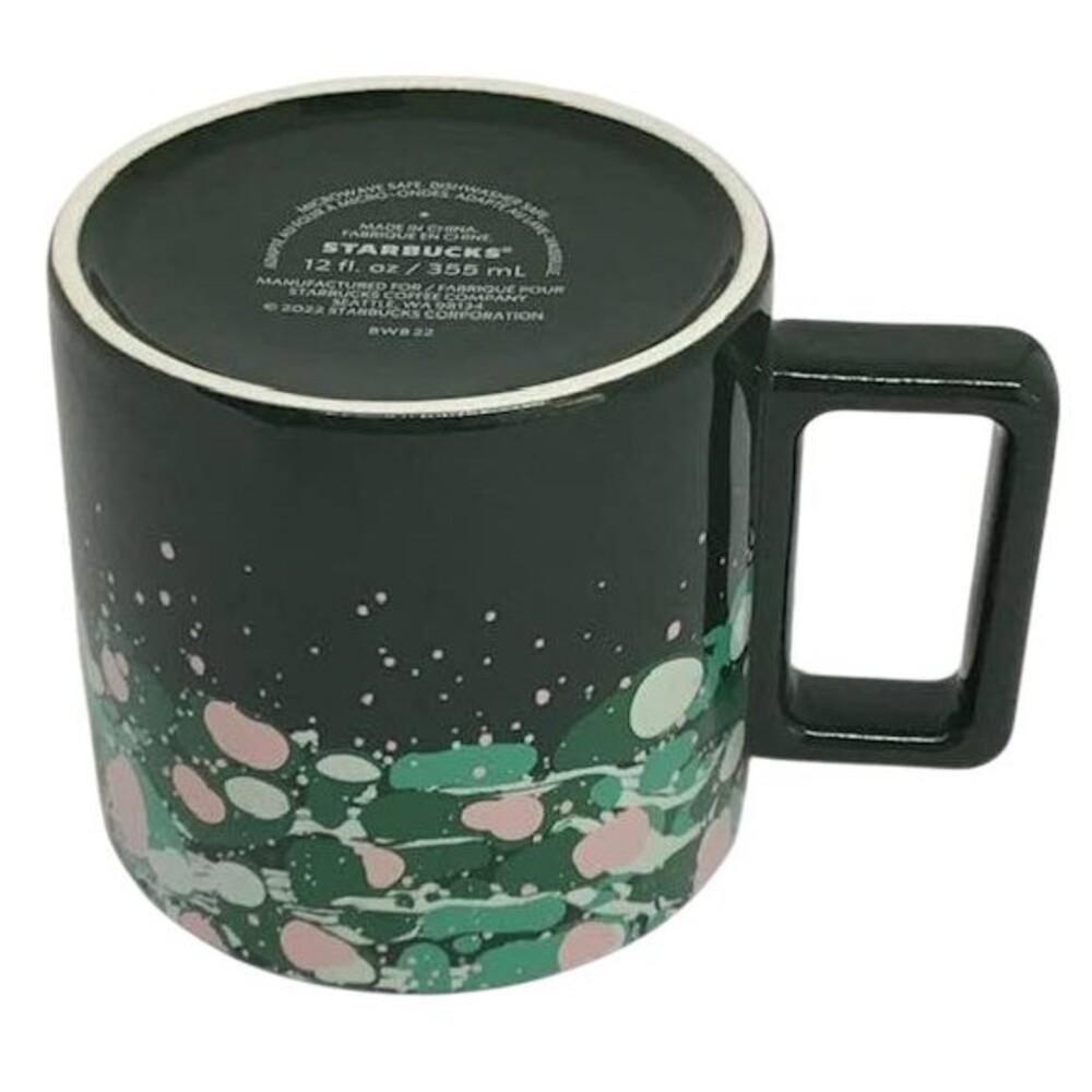 Starbucks Coffee Mug Green Pink 12 oz 2022 Forest Venetian Holiday BWB 22 - Picture 4 of 5